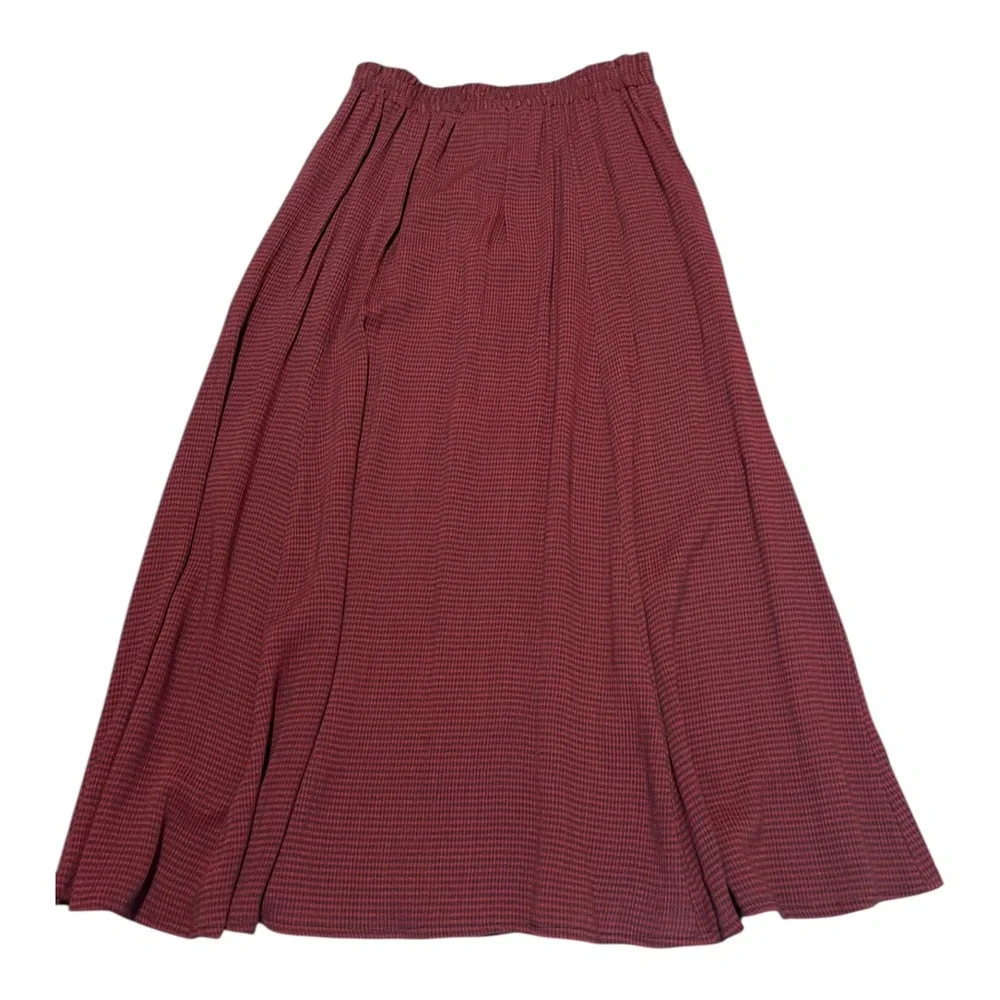 Vtg Cynthia Maxx Red Gingham Plaid Button Front Maxi Skirt Medium Academia USA